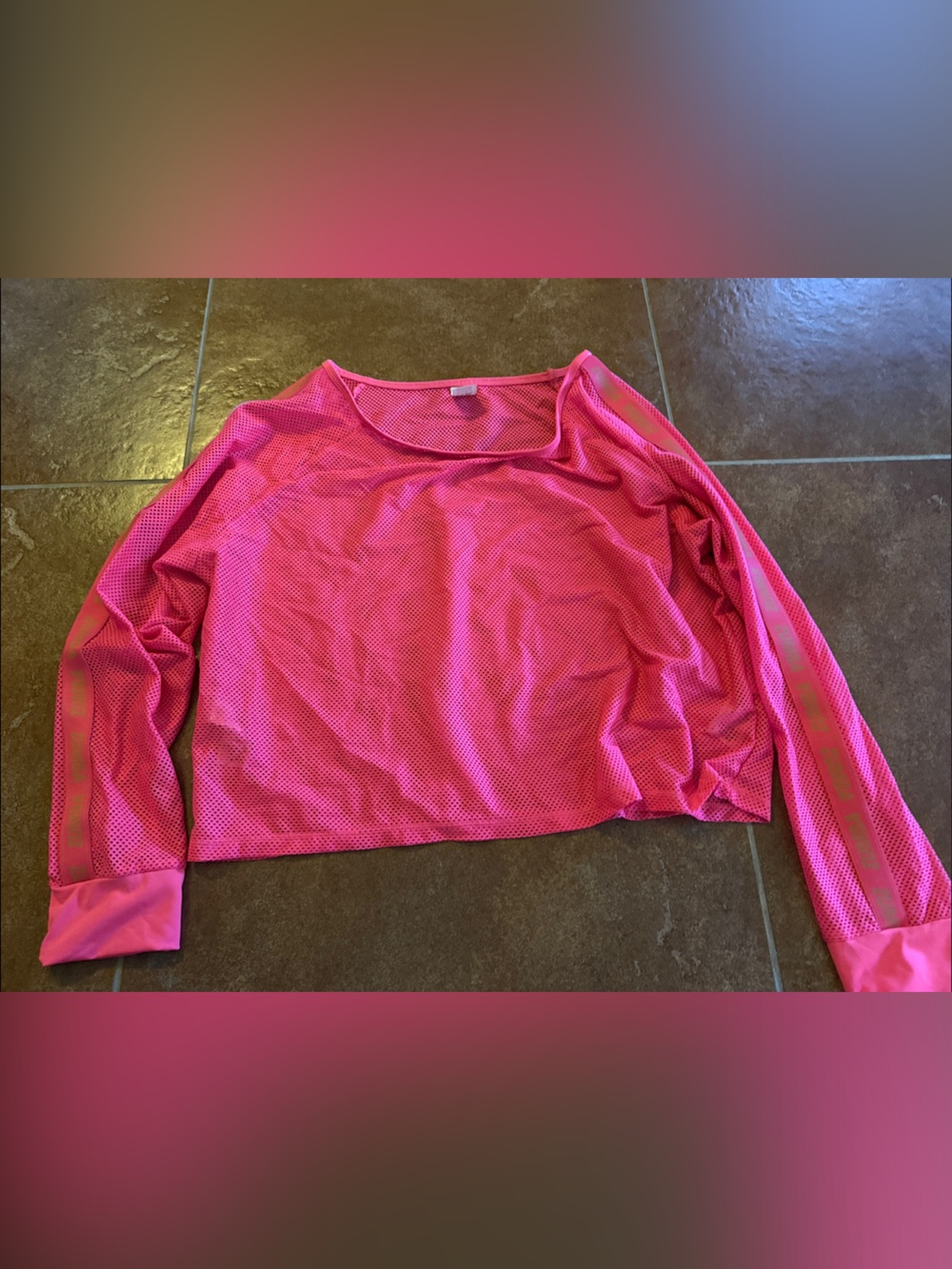 Zumba Fitness Bright Pink Mesh Long Sleeve Pullover